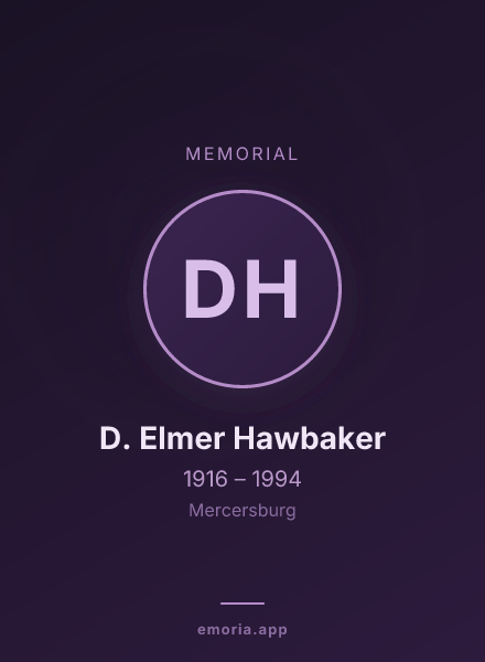 Memorial portrait of D. Elmer Hawbaker