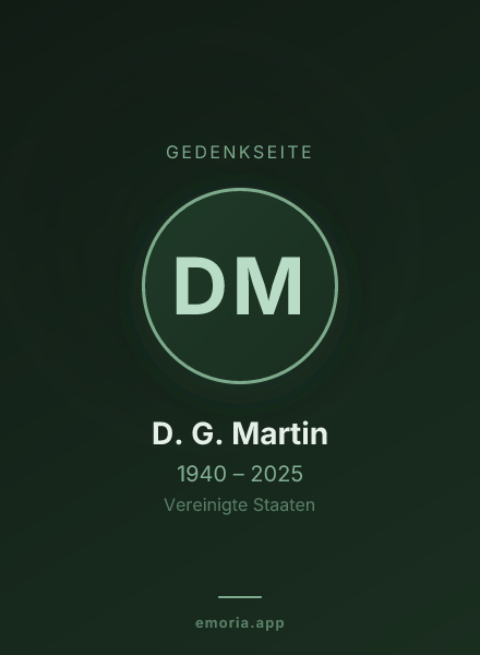 Gedenkportrait von D. G. Martin