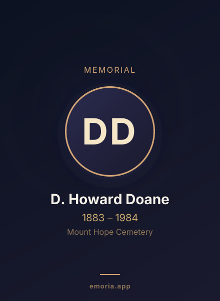 Memorial portrait of D. Howard Doane