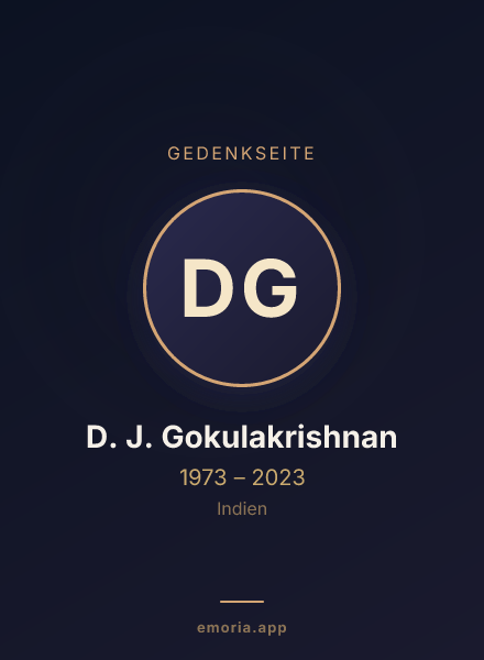Gedenkportrait von D. J. Gokulakrishnan
