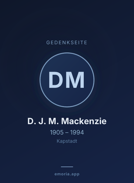 Gedenkportrait von D. J. M. Mackenzie