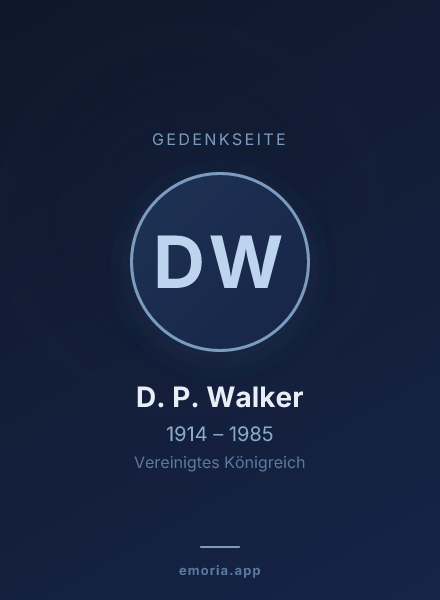 Gedenkportrait von D. P. Walker
