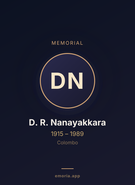 Memorial portrait of D. R. Nanayakkara