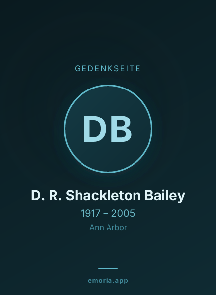 Gedenkportrait von D. R. Shackleton Bailey