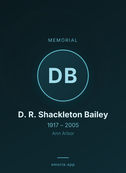 Memorial portrait of D. R. Shackleton Bailey