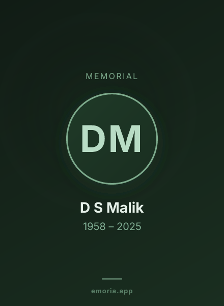 Memorial portrait of D S Malik