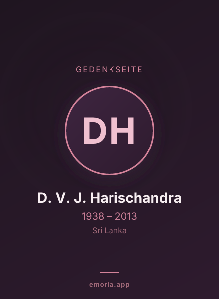 Gedenkportrait von D. V. J. Harischandra