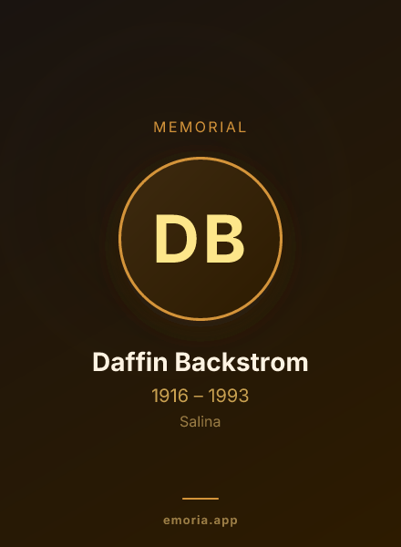 Memorial portrait of Daffin Backstrom