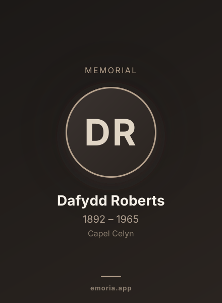 Memorial portrait of Dafydd Roberts
