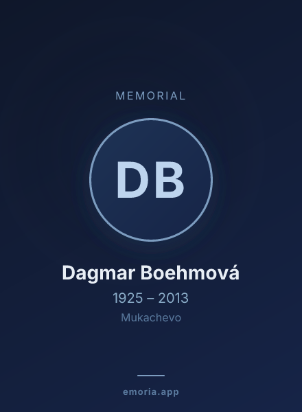 Memorial portrait of Dagmar Boehmová