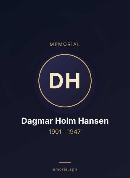 Memorial portrait of Dagmar Holm Hansen