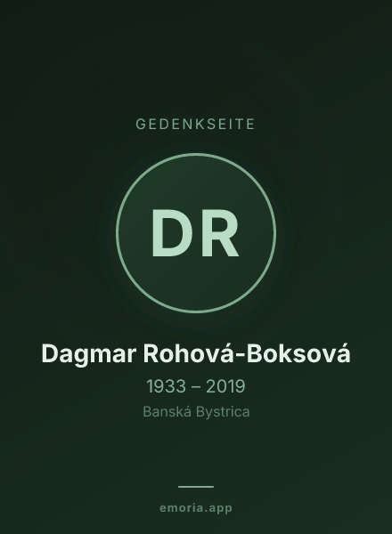 Gedenkportrait von Dagmar Rohová-Boksová