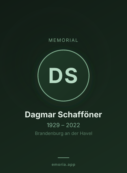 Memorial portrait of Dagmar Schafföner