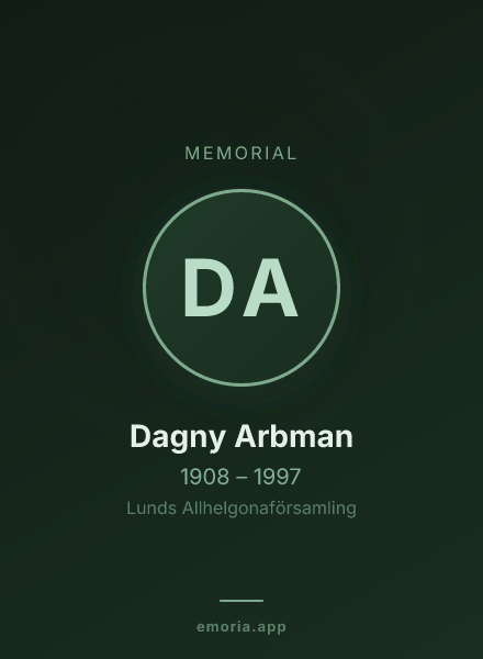 Memorial portrait of Dagny Arbman