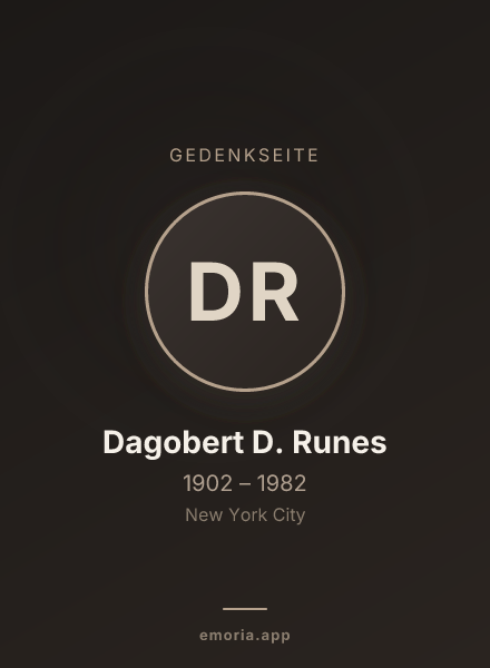 Gedenkportrait von Dagobert D. Runes