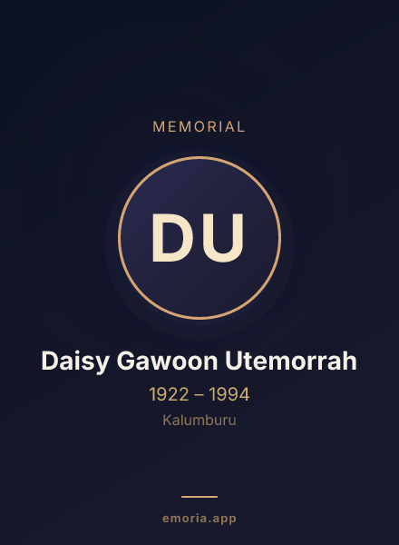 Memorial portrait of Daisy Gawoon Utemorrah