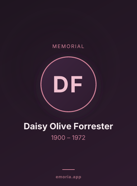 Memorial portrait of Daisy Olive Forrester