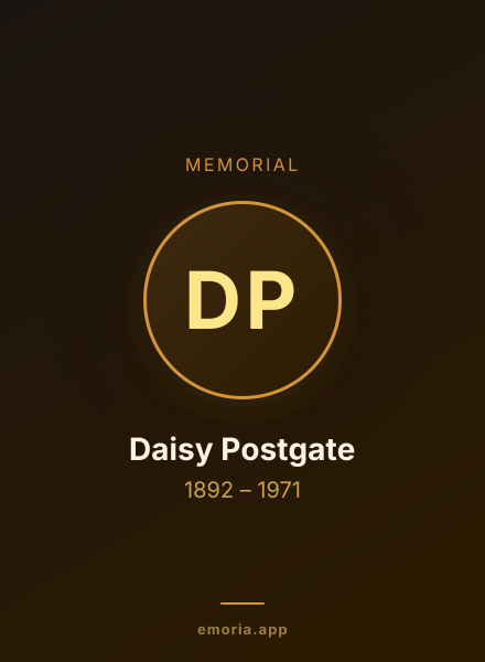 Memorial portrait of Daisy Postgate