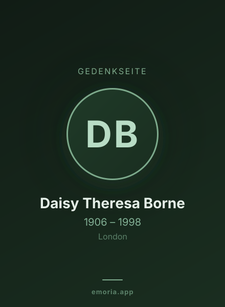 Gedenkportrait von Daisy Theresa Borne