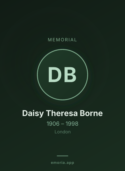 Memorial portrait of Daisy Theresa Borne