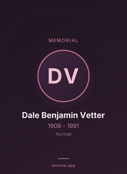 Memorial portrait of Dale Benjamin Vetter
