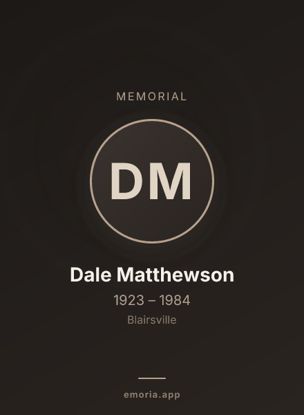 Memorial portrait of Dale Matthewson