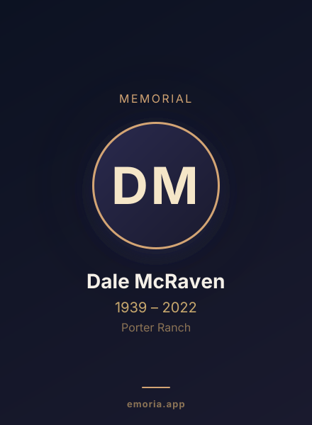 Memorial portrait of Dale McRaven