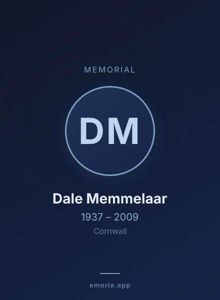 Memorial portrait of Dale Memmelaar