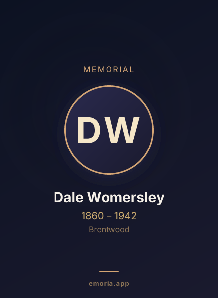 Memorial portrait of Dale Womersley