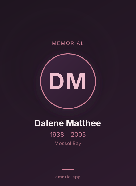 Memorial portrait of Dalene Matthee