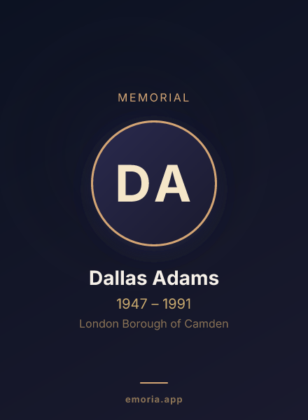 Memorial portrait of Dallas Adams