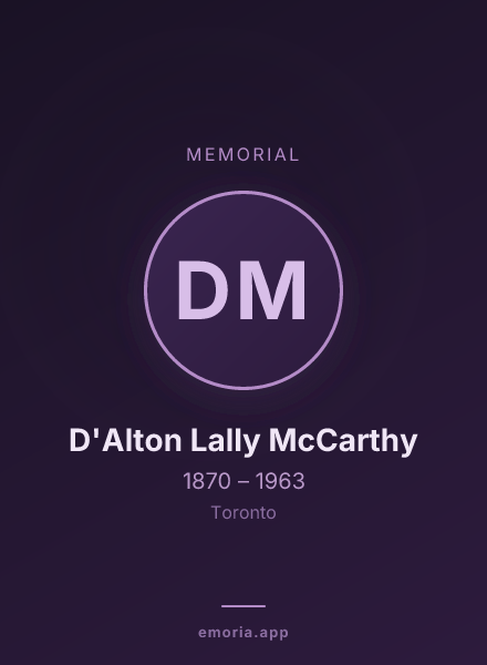 Memorial portrait of D'Alton Lally McCarthy