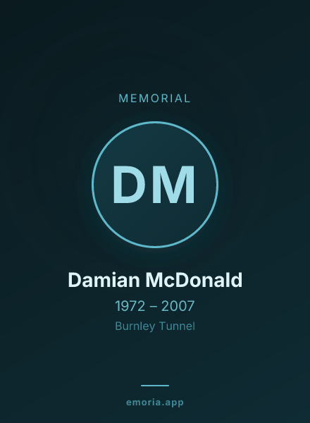 Memorial portrait of Damian McDonald