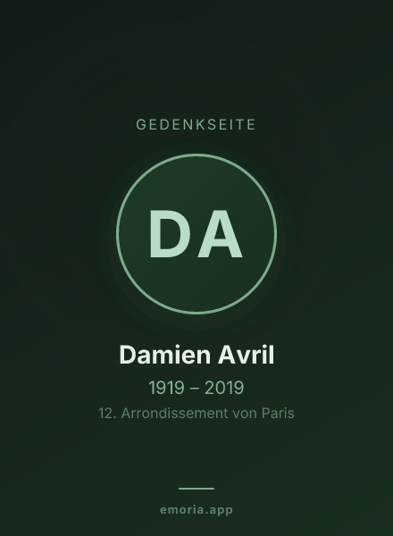 Gedenkportrait von Damien Avril