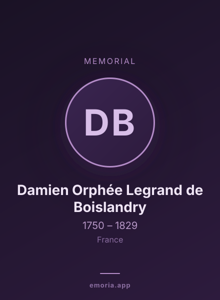 Memorial portrait of Damien Orphée Legrand de Boislandry