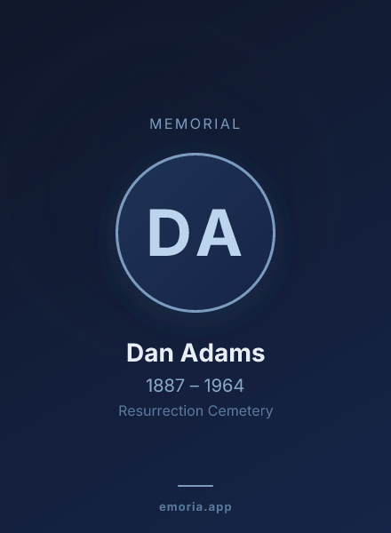 Memorial portrait of Dan Adams