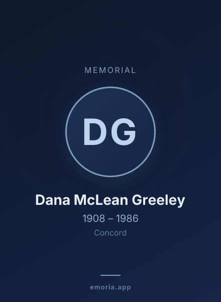 Memorial portrait of Dana McLean Greeley