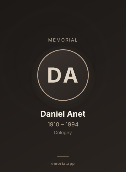 Memorial portrait of Daniel Anet