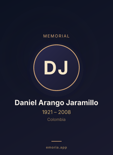 Memorial portrait of Daniel Arango Jaramillo