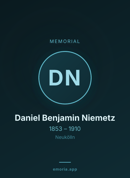 Memorial portrait of Daniel Benjamin Niemetz