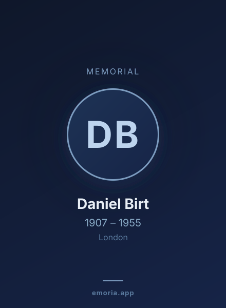 Memorial portrait of Daniel Birt