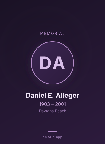 Memorial portrait of Daniel E. Alleger