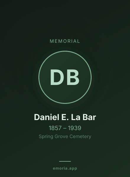 Memorial portrait of Daniel E. La Bar