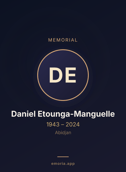 Memorial portrait of Daniel Etounga-Manguelle