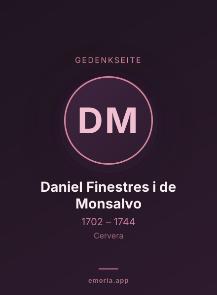 Gedenkportrait von Daniel Finestres i de Monsalvo