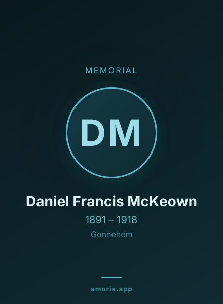 Memorial portrait of Daniel Francis McKeown