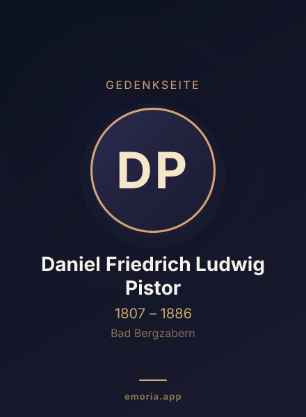 Gedenkportrait von Daniel Friedrich Ludwig Pistor