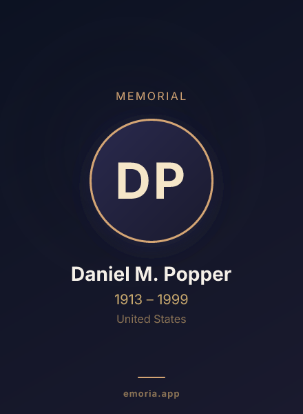 Memorial portrait of Daniel M. Popper