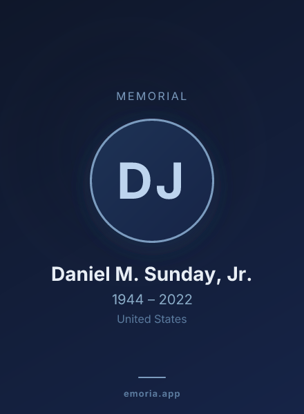 Memorial portrait of Daniel M. Sunday, Jr.