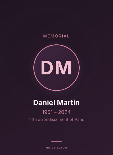 Memorial portrait of Daniel Martin